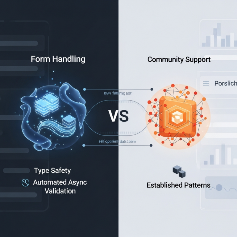 Form Handling, Type Safety, Automated Async Validation vs. Community Support, Established Patterns